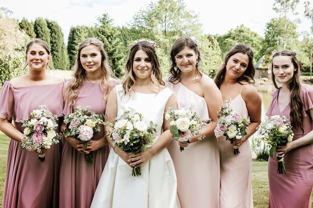 Dessy Real Wedding - Blush and Dusty Rose Dresses - Abigail White Photography